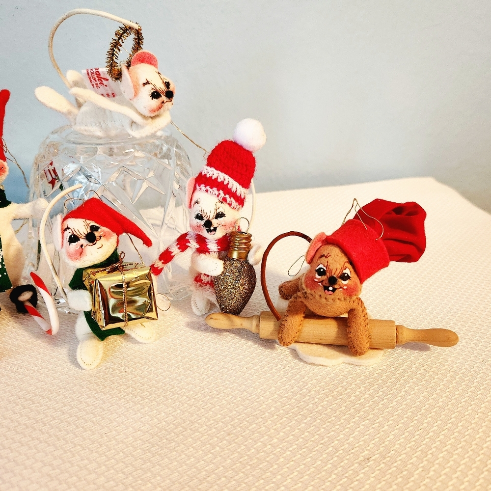 Annalee Christmas Mice Ornaments Baker Rolling Pin Ski Mouse Y2K Angel Bulb - Picture 3 of 5